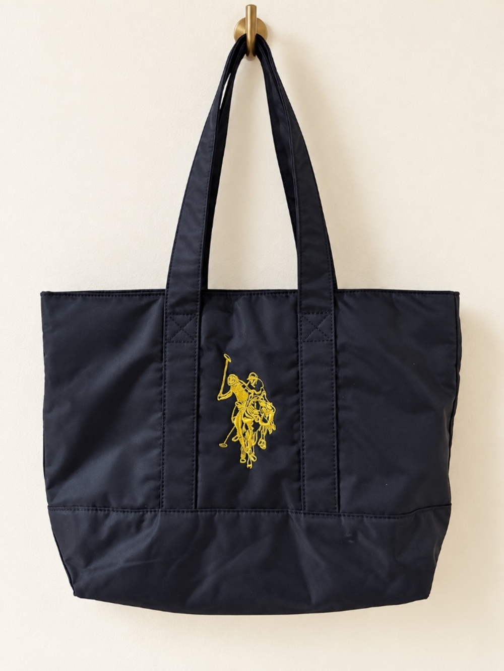 U.S Polo Assn. Black Nylon Tote Bag Gold Embroidered Logo